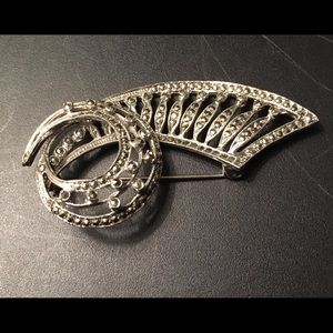 SOLD! Vintage Metal Arch Pin w/ Rhinstones